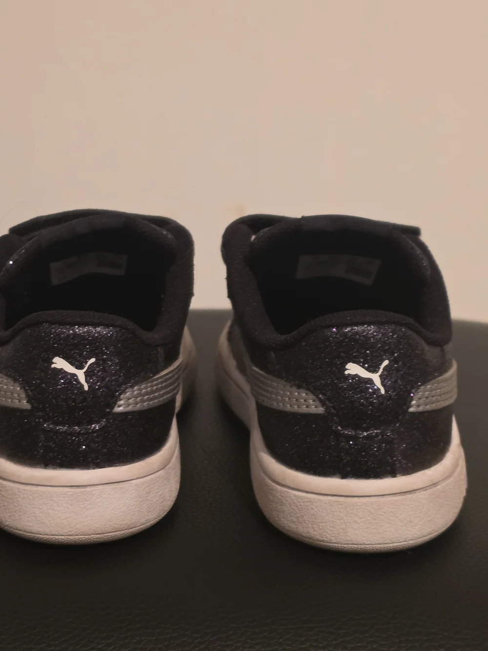 PUMA Kids' Glitter Velcro Sneakers - Black/Purple